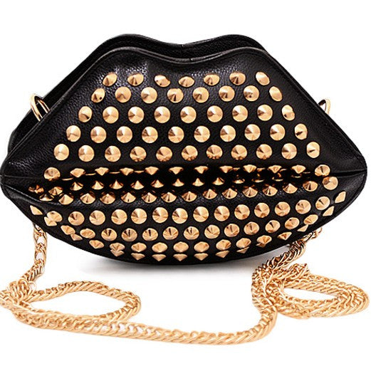 Girl Lips Rivet Studded Handbag